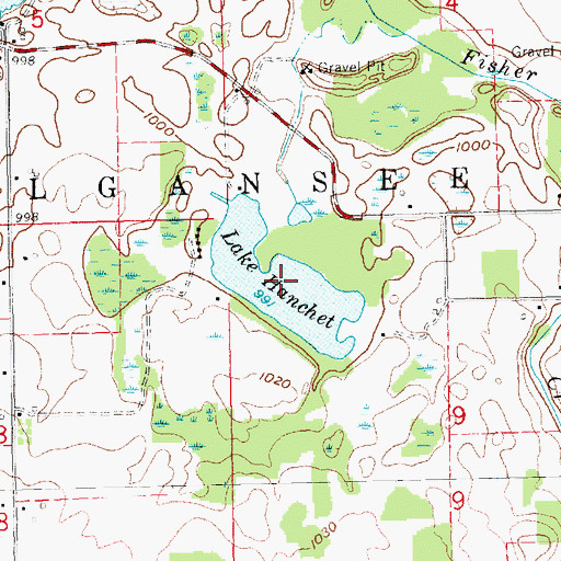 Topographic Map of Lake Hanchet, MI