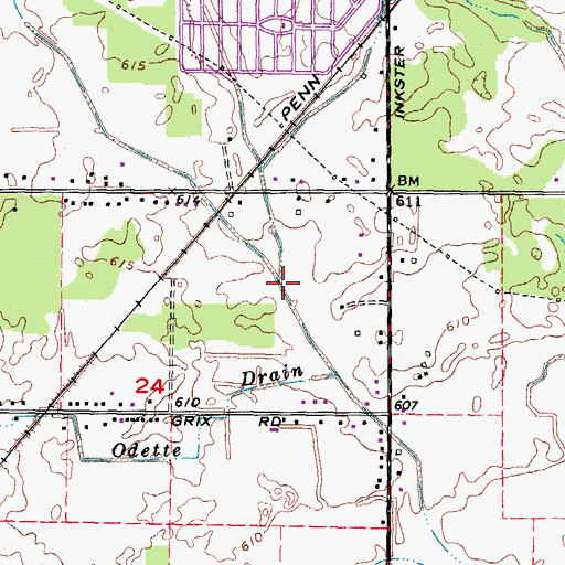Topographic Map of Hand Drain, MI