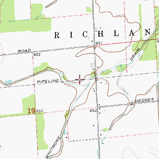Topographic Map of Handy Creek, MI