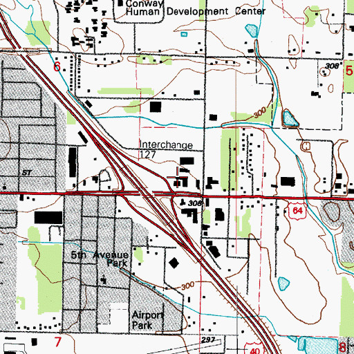 Topographic Map of Con-Ark Village Shopping Center, AR