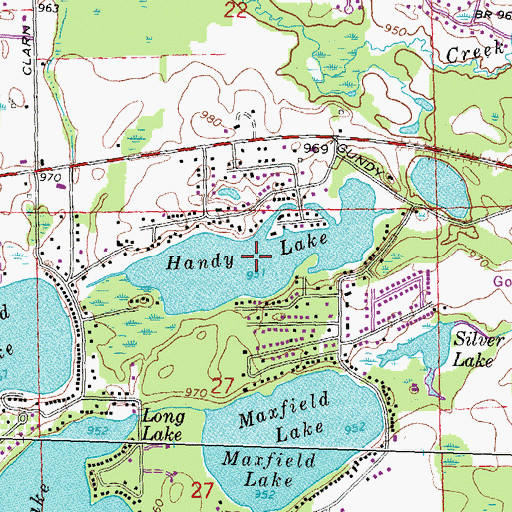 Topographic Map of Handy Lake, MI