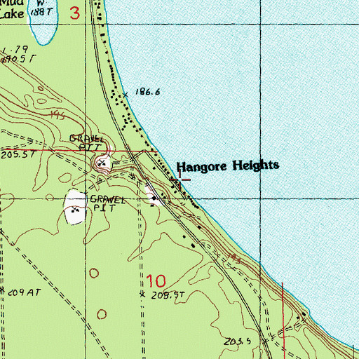 Topographic Map of Hangore Heights, MI