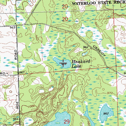 Topographic Map of Hankard Lake, MI