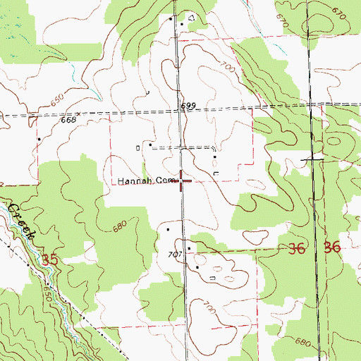 Topographic Map of Hannah Cemetery, MI