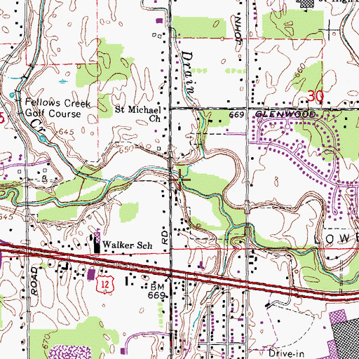 Topographic Map of Hannan Drain, MI
