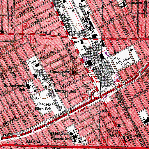 Topographic Map of Hanneman School, MI