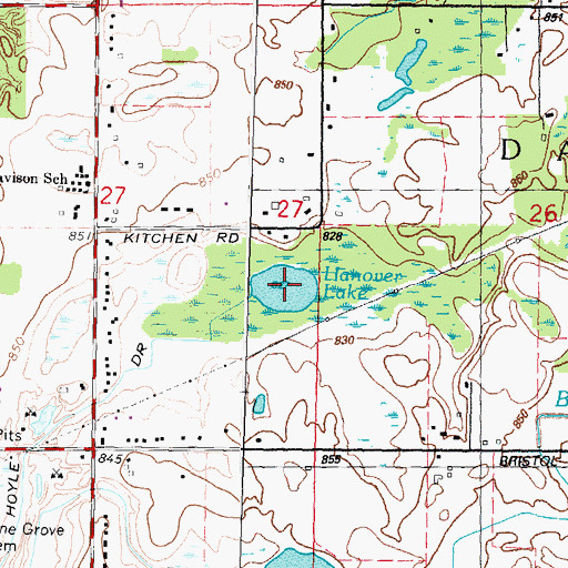 Topographic Map of Hanover Lake, MI