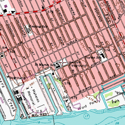 Topographic Map of Hansen Playground, MI