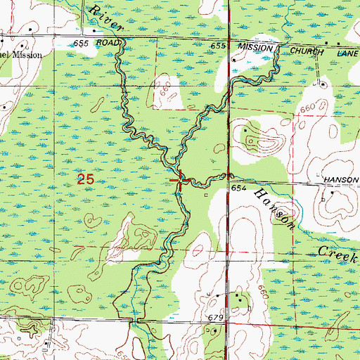 Topographic Map of Hanson Creek, MI