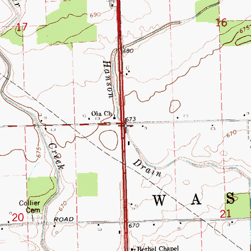 Topographic Map of Hanson Drain, MI