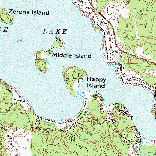 Topographic Map of Happy Island, MI