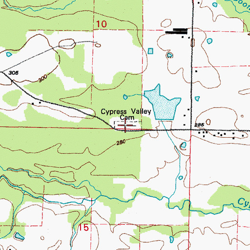Topographic Map of Cypress Valley Cemetery, AR
