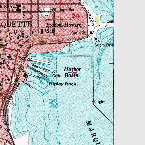 Topographic Map of Harbor Basin, MI