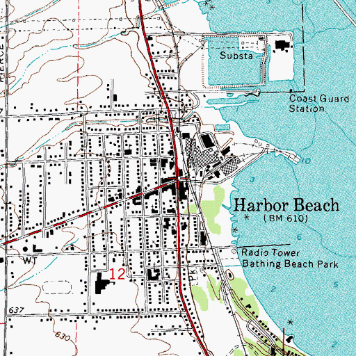 Topographic Map of Harbor Beach, MI