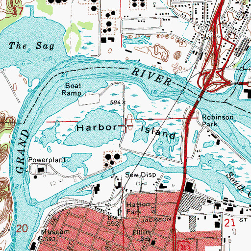 Topographic Map of Harbor Island, MI