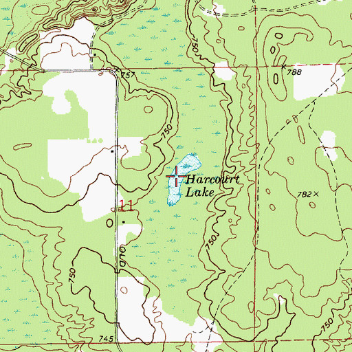 Topographic Map of Harcourt Lake, MI