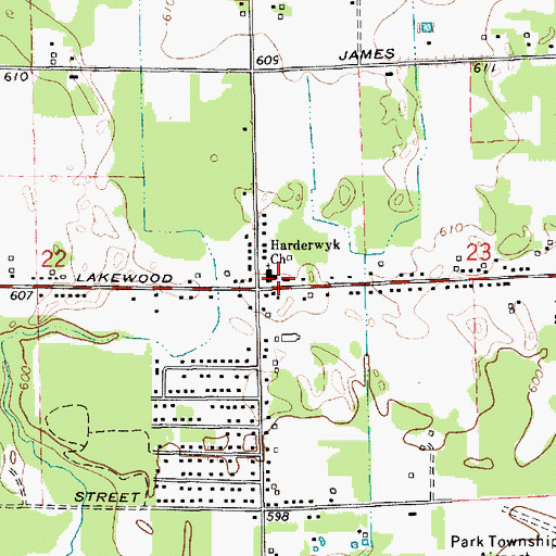 Topographic Map of Harderwyk Church, MI