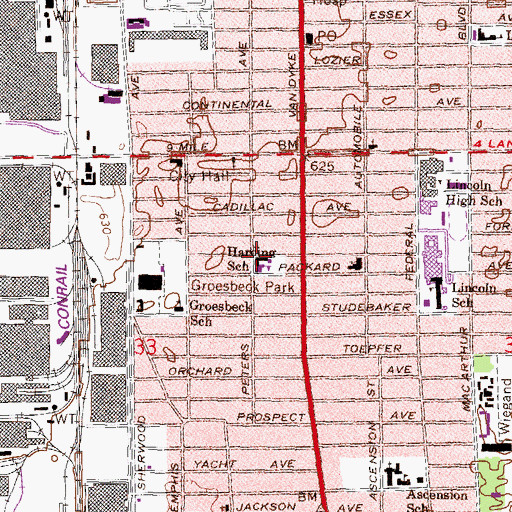 Topographic Map of Harding School, MI