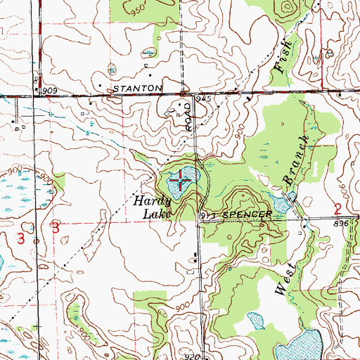 Topographic Map of Hardley Lake, MI