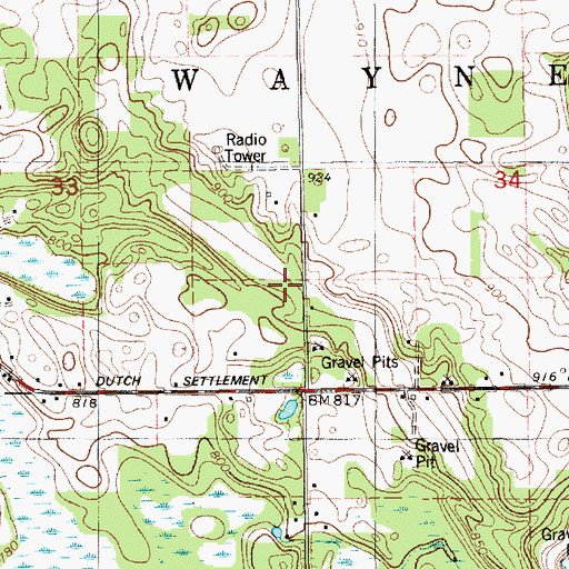 Topographic Map of Hardscribble School, MI