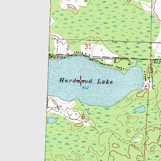 Topographic Map of Hardwood Lake, MI