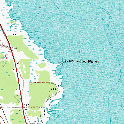 Topographic Map of Hardwood Point, MI