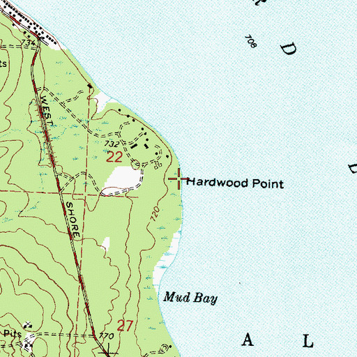 Topographic Map of Hardwood Point, MI