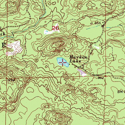 Topographic Map of Harkin Lake, MI