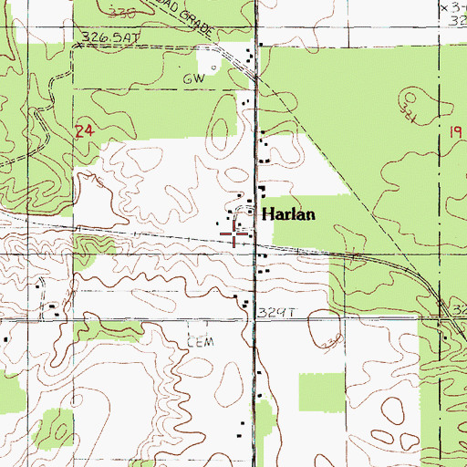 Topographic Map of Harlan, MI