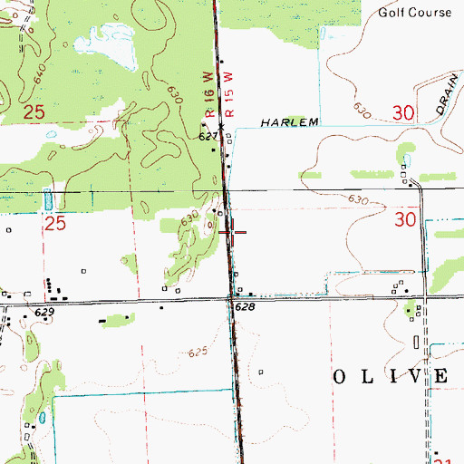 Topographic Map of Harlem Drain, MI
