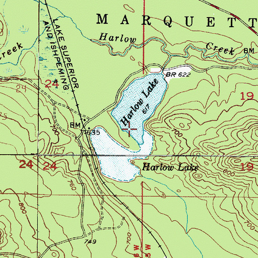 Topographic Map of Harlow Lake, MI