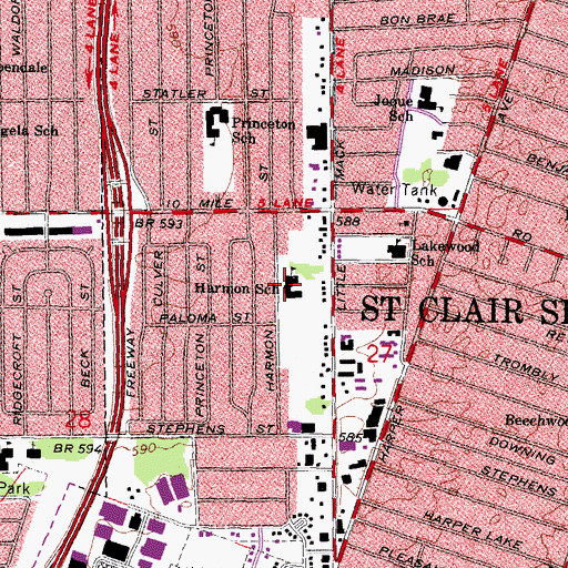 Topographic Map of Harmon School, MI