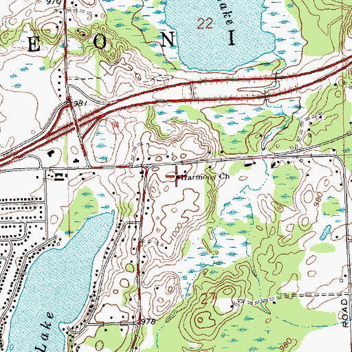 Topographic Map of Harmony Church, MI