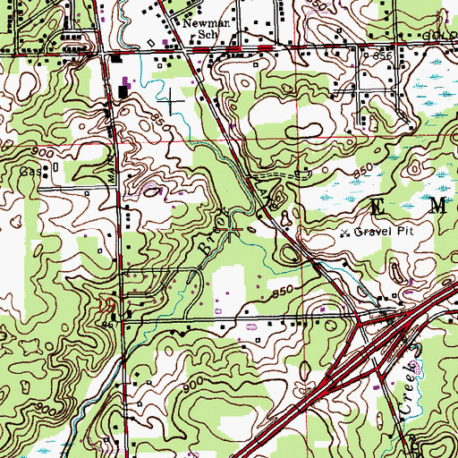 Topographic Map of Harper Creek, MI