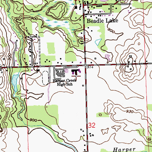 Topographic Map of Harper Creek Middle School, MI