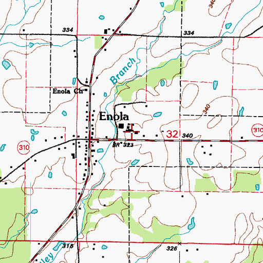 Topographic Map of Enola High School, AR