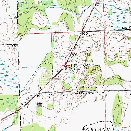 Topographic Map of Harrington Cemetery, MI