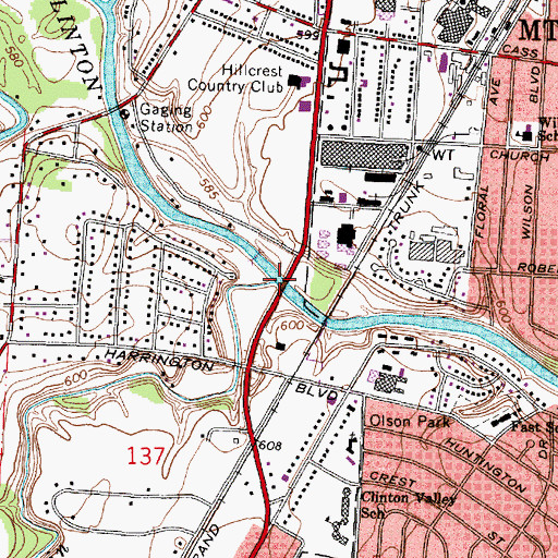 Topographic Map of Harrington Drain, MI