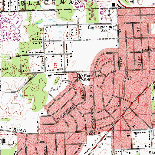 Topographic Map of Jackson Christian Elementary School, MI