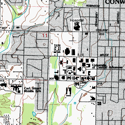 Topographic Map of Estes Stadium, AR