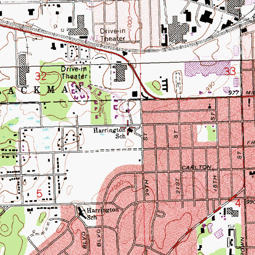 Topographic Map of Harrington School, MI