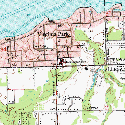 Topographic Map of Harrington School, MI
