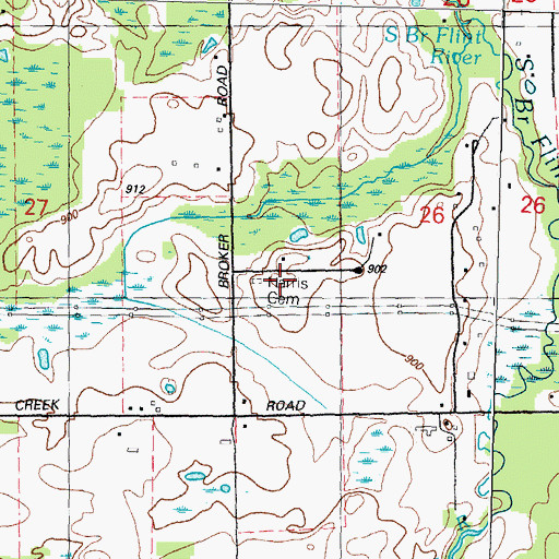 Topographic Map of Harris Cemetery, MI