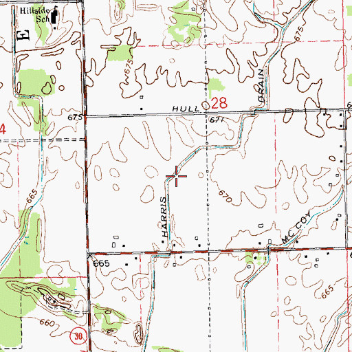 Topographic Map of Harris Drain, MI