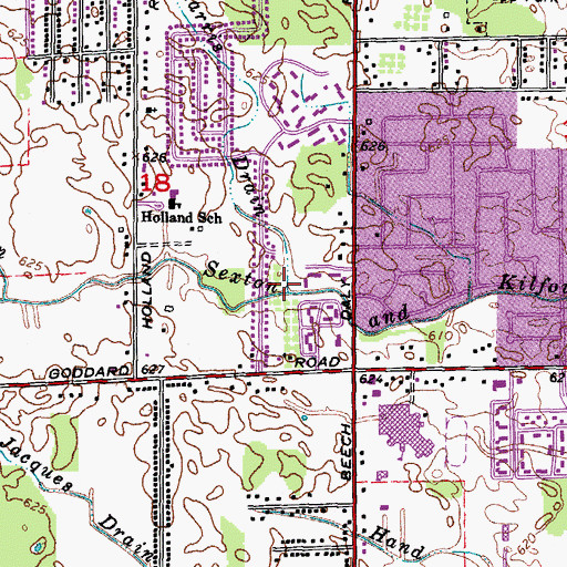 Topographic Map of Harris Drain, MI