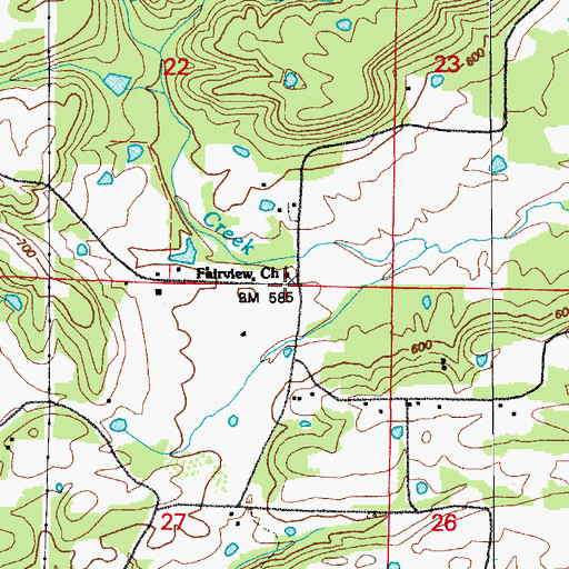 Topographic Map of Fairview School (historical), AR