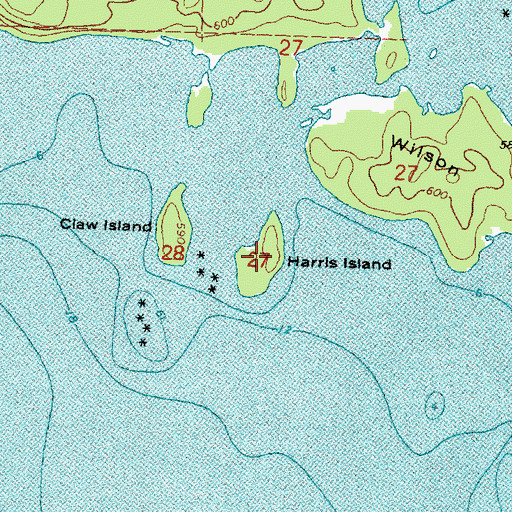 Topographic Map of Harris Island, MI