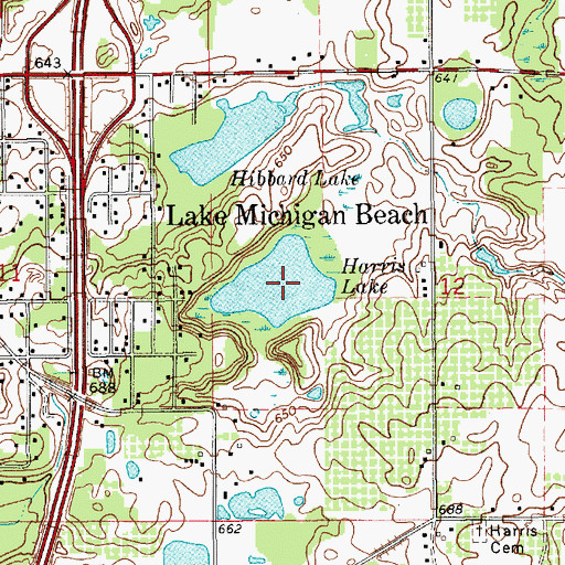 Topographic Map of Harris Lake, MI