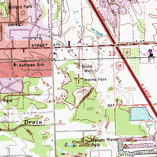 Topographic Map of Harris Park, MI