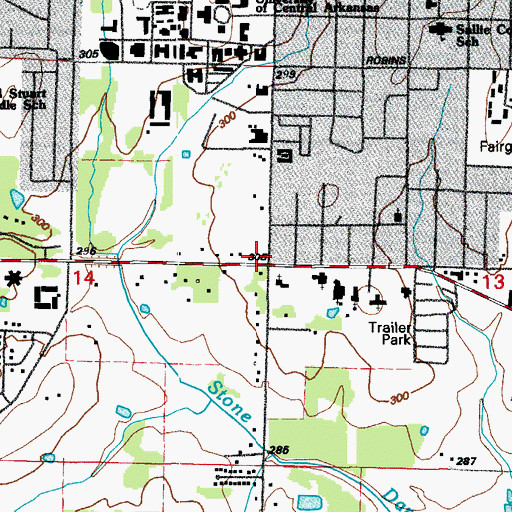 Topographic Map of Fairview School (historical), AR